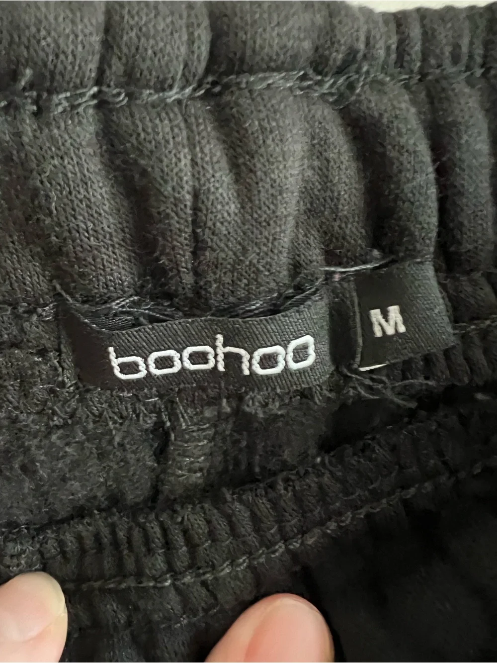 Boohoo Black Joggers with Red Heart Pocket Patch